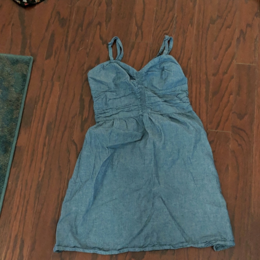 Red camel denim dress